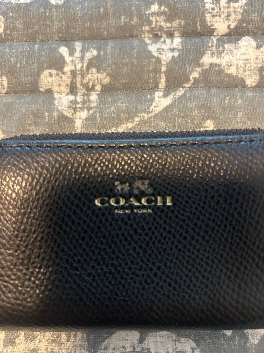 Coach Black Pebbled Leather Zip-Around Wallet with Gold Logo - Picture 2 of 8